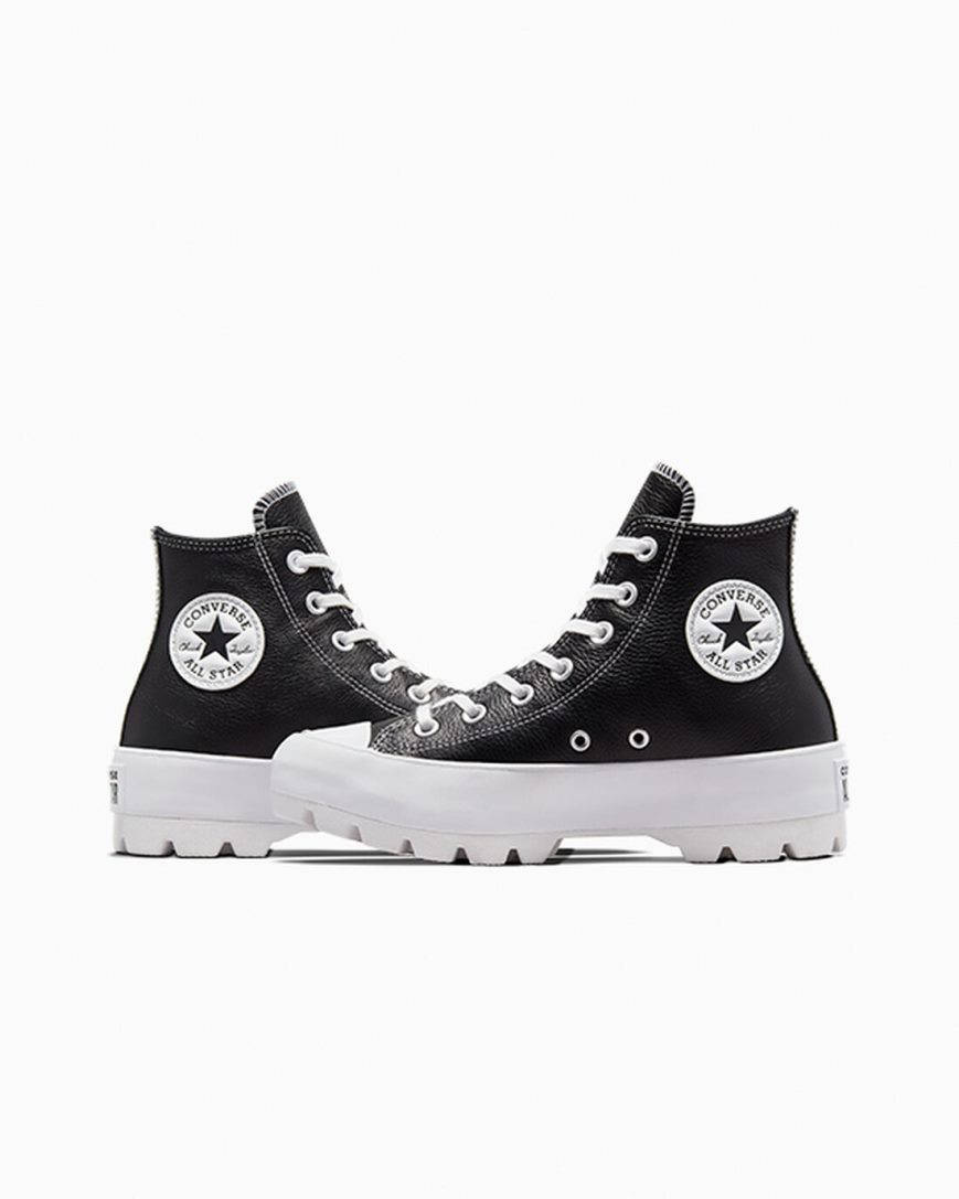 Tenisi Inalti Dama Converse Chuck Taylor All Star Lugged Piele Negrii Albi | RO QKUYT805